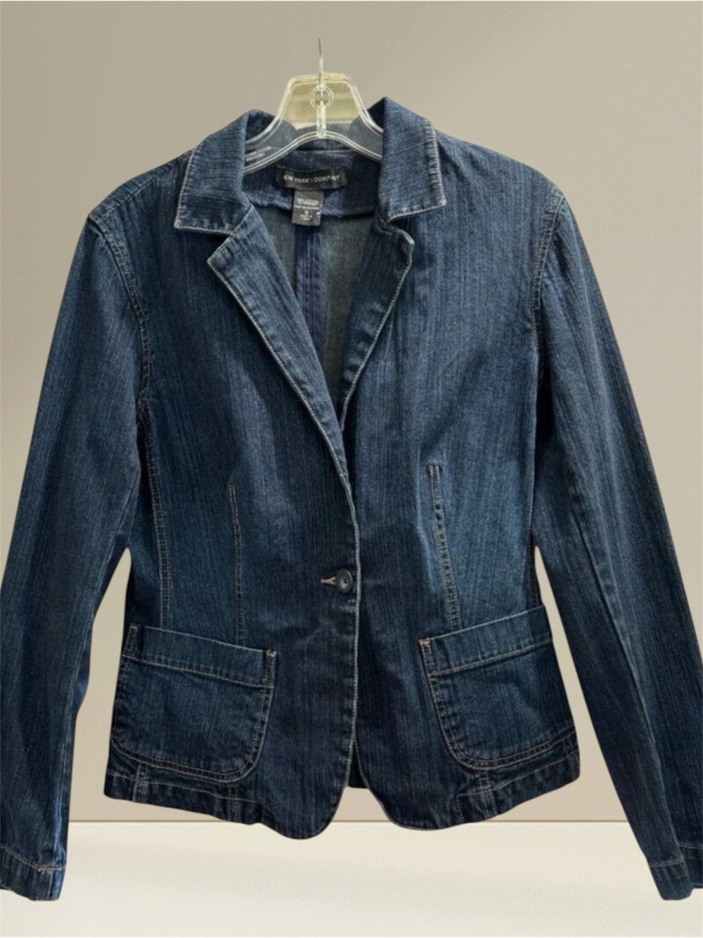 New York & Company Denim Women’s Blazer Dark Wash Size 8